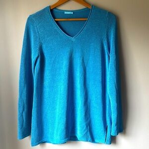 J. McLaughlin Turquoise Blue V-Neck Sweater